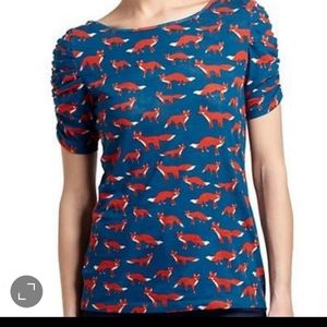 Anthropologie Postmark Here and There Fox Print Top XS